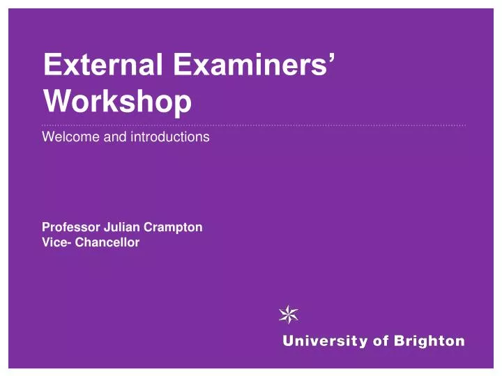 external examiners workshop