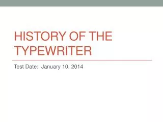 History of the Typewriter