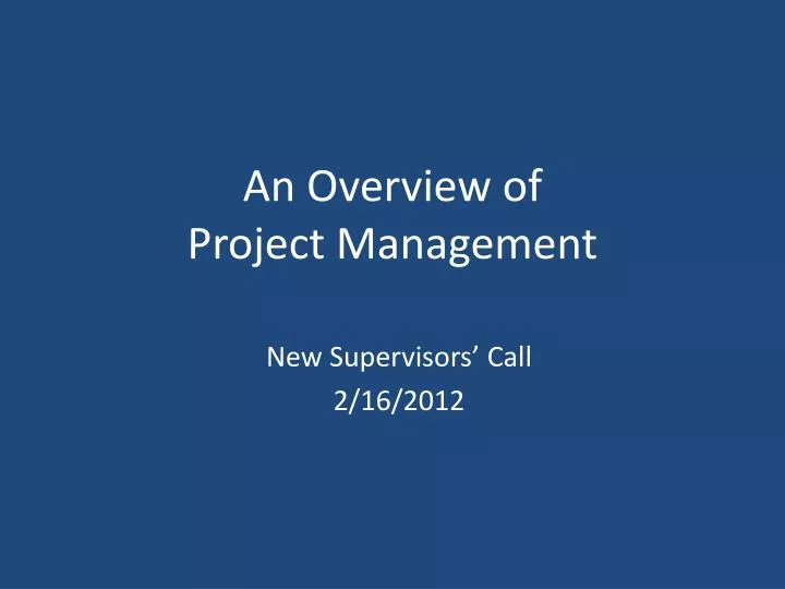 an overview of project management