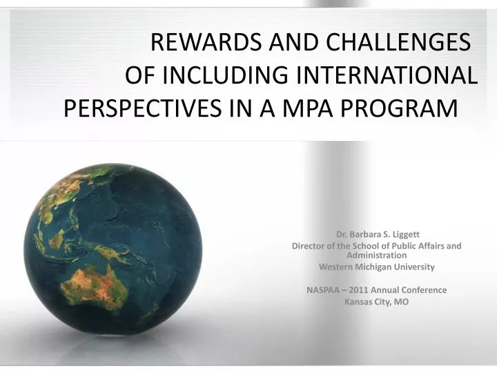 rewards and challenges of including international perspectives in a mpa program