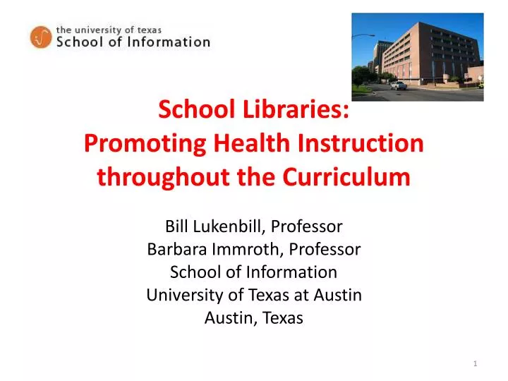 school libraries promoting health instruction throughout the curriculum