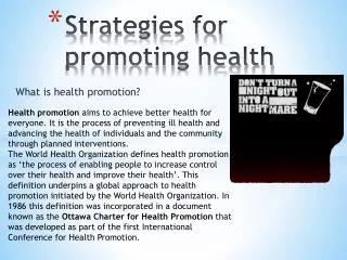 Strategies for promoting health