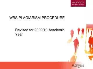 WBS PLAGIARISM PROCEDURE