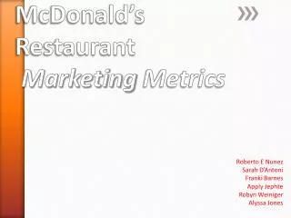 McDonald’s Restaurant Marketing Metrics
