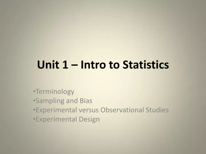 unit 1 intro to statistics