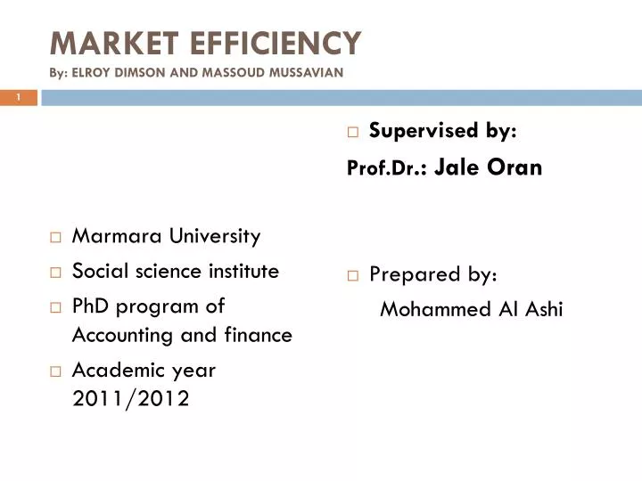 market efficiency by elroy dimson and massoud mussavian