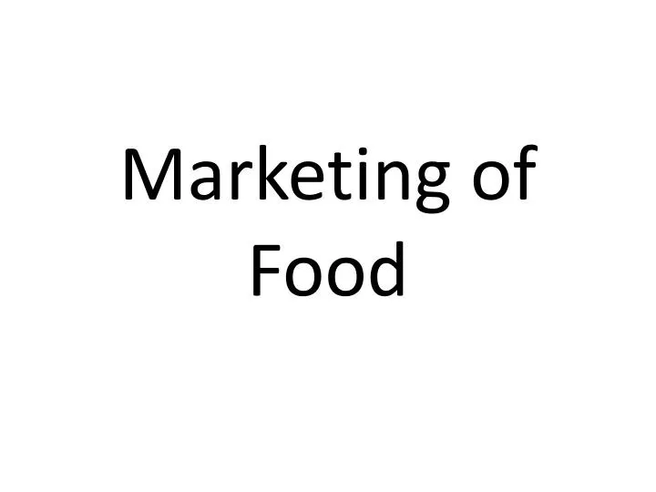 marketing of food
