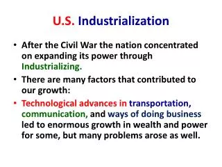 U.S. Industrialization