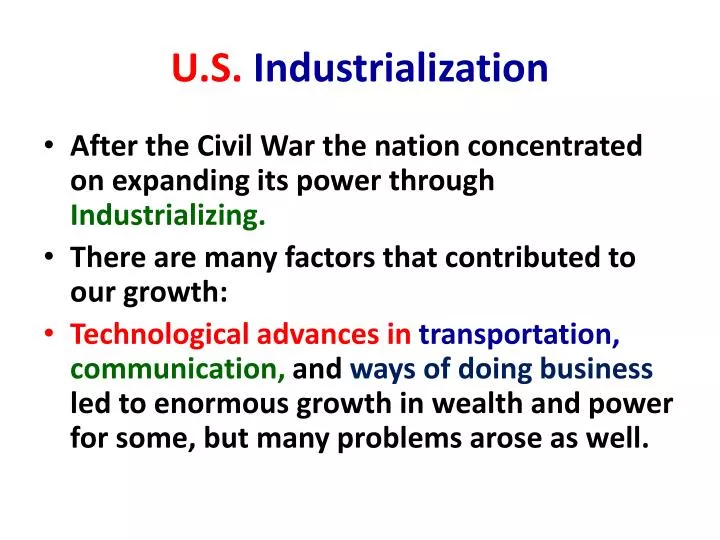 u s industrialization