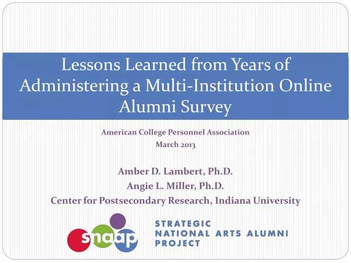 lessons learned from years of administering a multi institution online alumni survey
