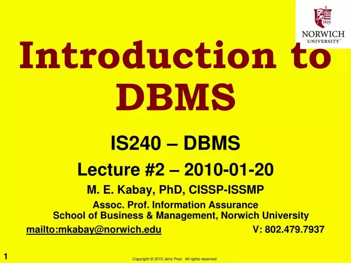 introduction to dbms