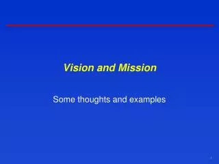 Vision and Mission