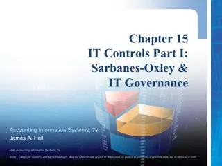 Chapter 15 IT Controls Part I: Sarbanes-Oxley &amp; IT Governance
