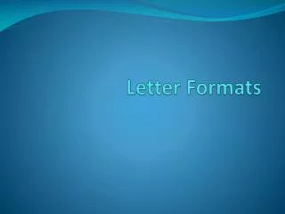 Letter Formats