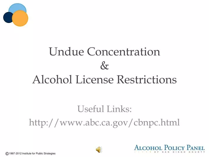 undue concentration alcohol license restrictions