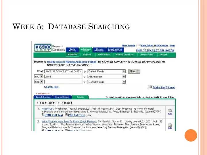 week 5 database searching