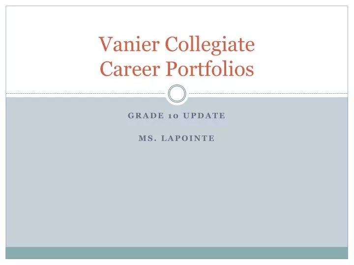 vanier collegiate career portfolios