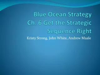 Blue Ocean Strategy Ch. 6 Get the Strategic Sequence Right