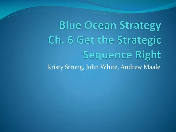 blue ocean strategy ch 6 get the strategic sequence right