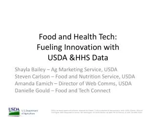 Food and Health Tech: Fueling Innovation with USDA &amp;HHS Data