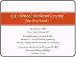 High School Biodiesel Reactor Teaching Module for Sustainable Fuel Education - slide 1