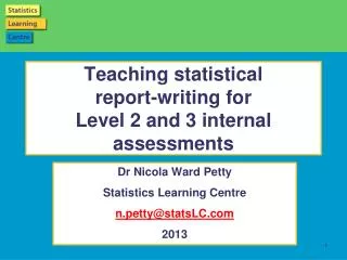 Teaching statistical report-writing for Level 2 and 3 internal assessments
