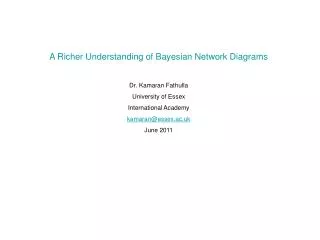 A Richer Understanding of Bayesian Network Diagrams Dr. Kamaran Fathulla University of Essex International Academy ka