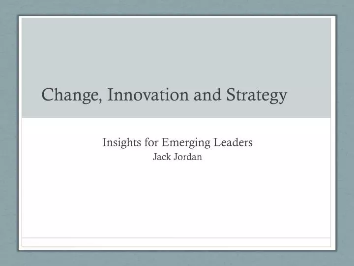 change innovation and strategy