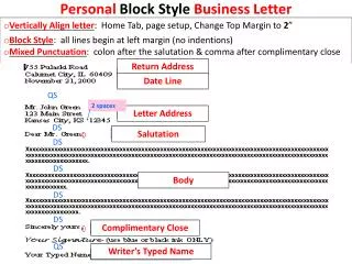 Personal Block Style Business Letter