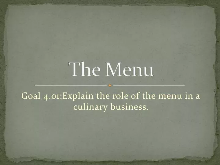 the menu