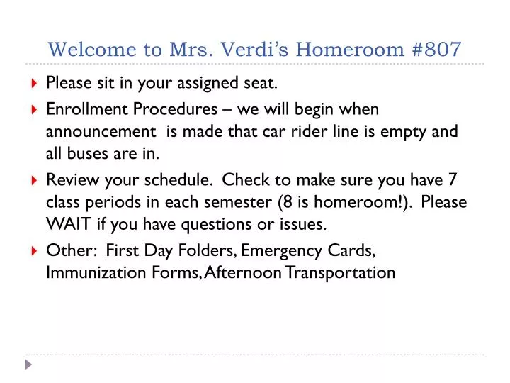 welcome to mrs verdi s homeroom 807