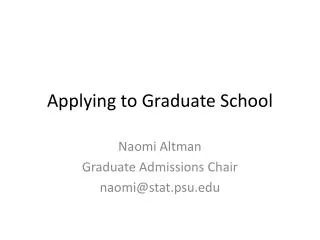 Applying to Graduate School