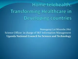 Home telehealth: Transforming Healthcare in Developing countries