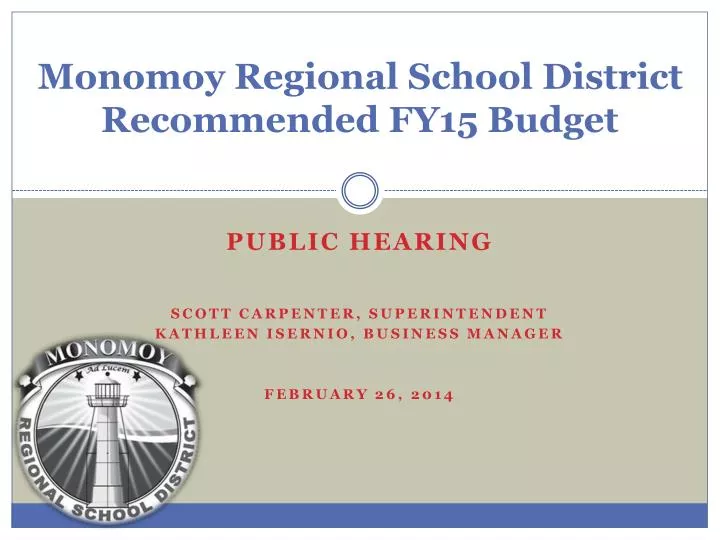 monomoy regional school district recommended fy15 budget