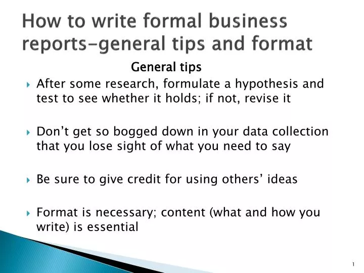 how to write formal business reports general tips and format