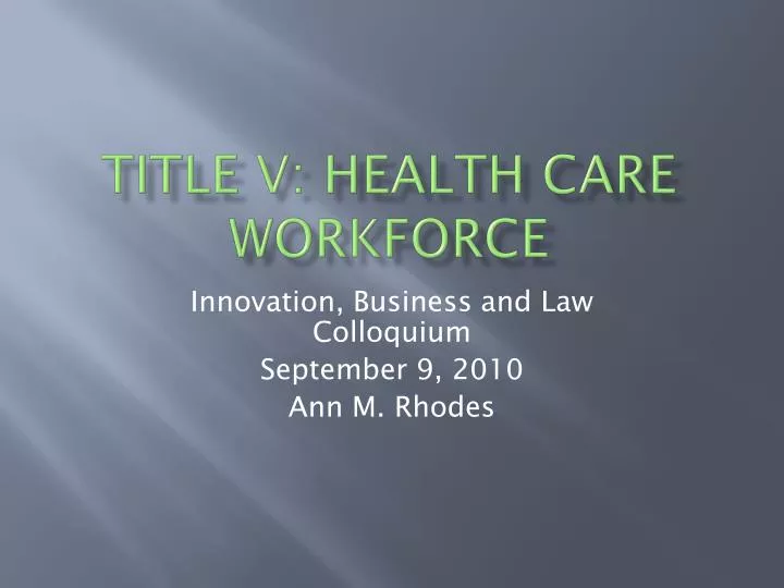 title v health care workforce