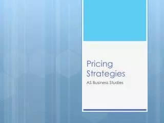 Pricing Strategies