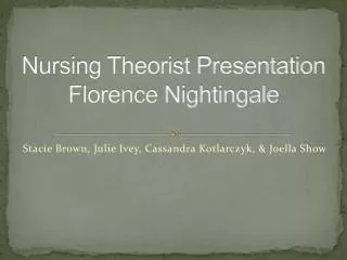 Nursing Theorist Presentation Florence Nightingale