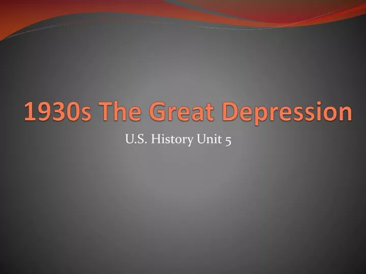 1930s the great depression