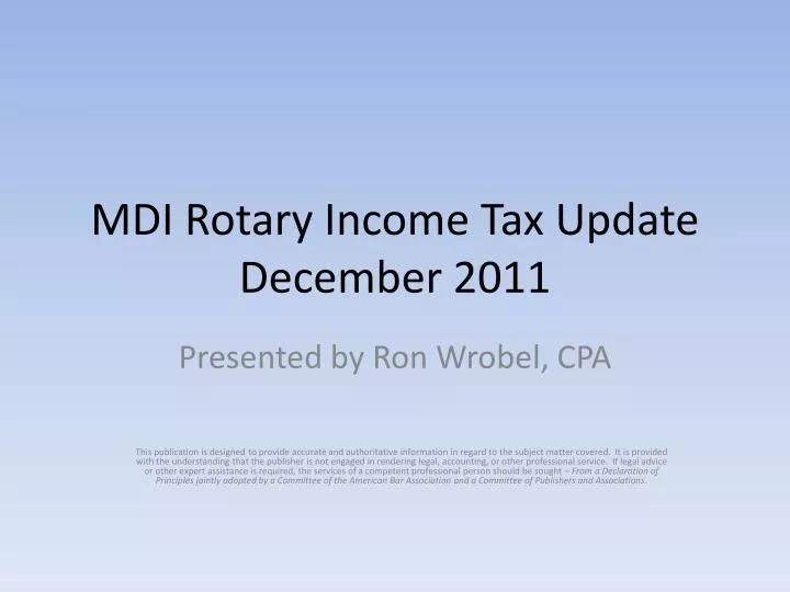 mdi rotary income tax update december 2011