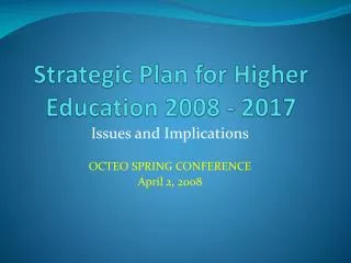 strategic plan for higher education 2008 2017