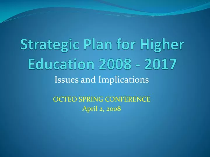 strategic plan for higher education 2008 2017