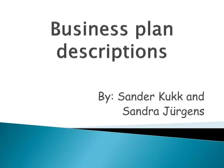 business plan descriptions