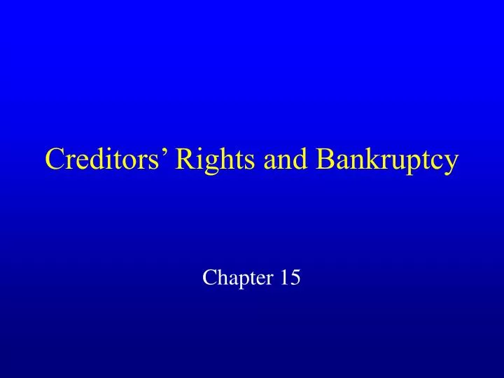 creditors rights and bankruptcy