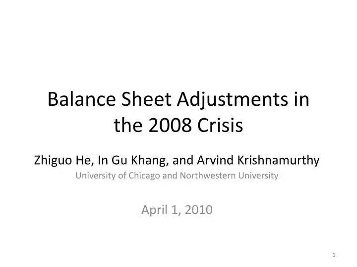 balance sheet adjustments in the 2008 crisis