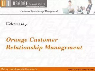 Welcome to , Orange Customer Relationship Management