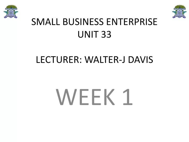 small business enterprise unit 33 lecturer walter j davis