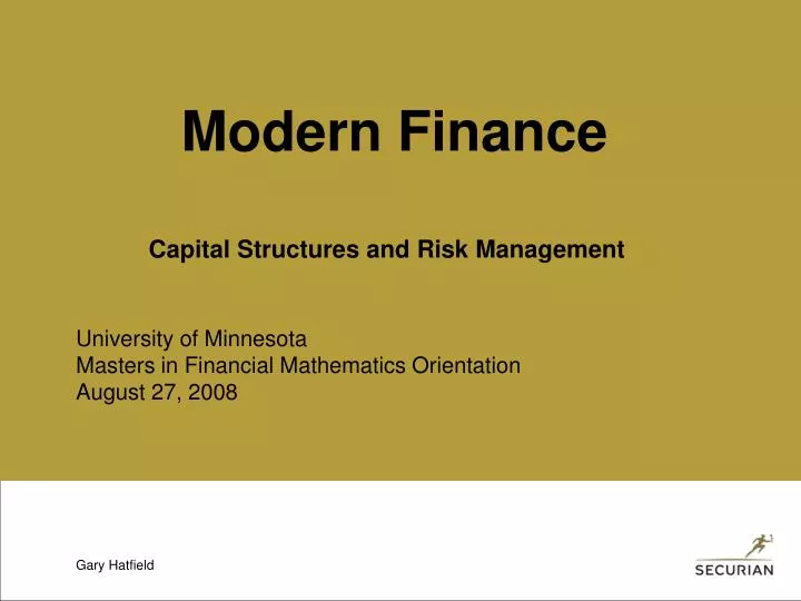 capital structures and risk management