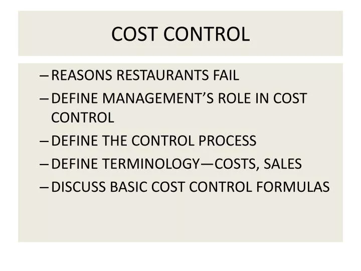 cost control