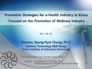 Promotion Strategies for u-Health Industry in Korea - Focused on the Promotion of Wellness Industry -